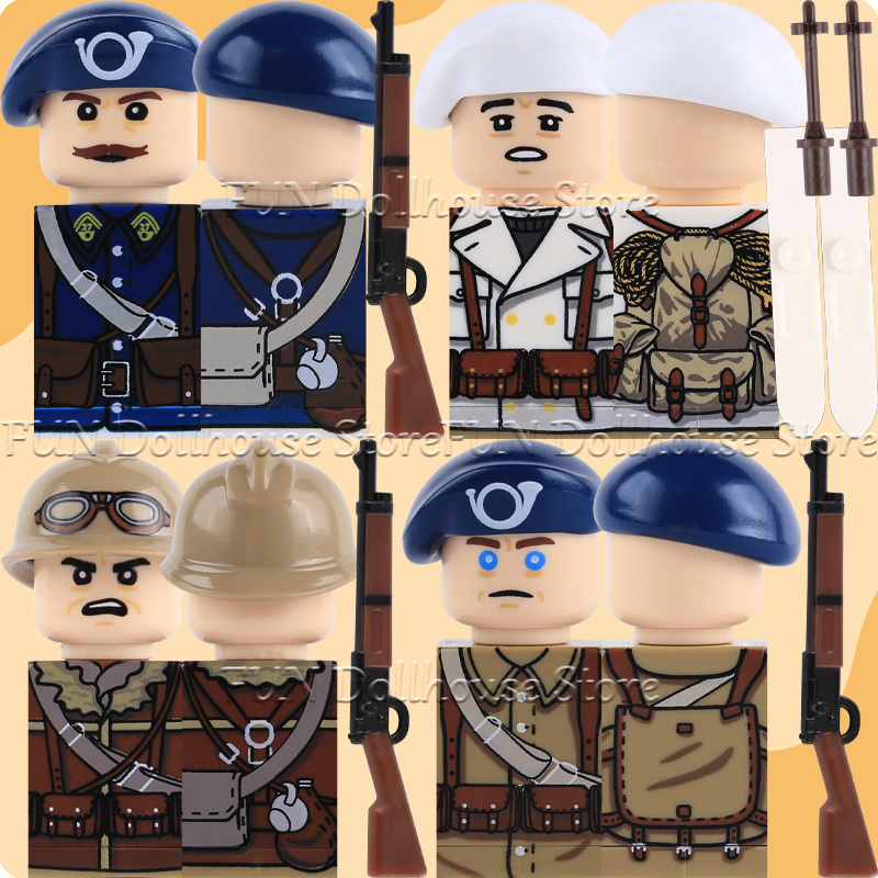 Lego Minifigure Holder - WW2 Military Army French Soldier Figures