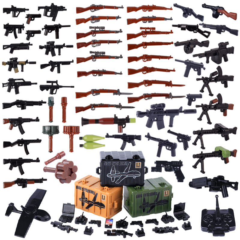 Lego Minifigure Holder - WW2 Military Soldier Accessories Weapons Building