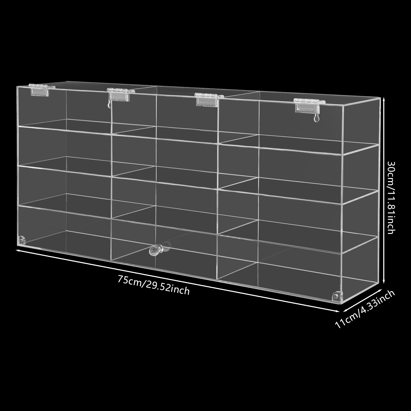 Display Case Acrylic - 4 Tiers Wall Mounted Toy Display