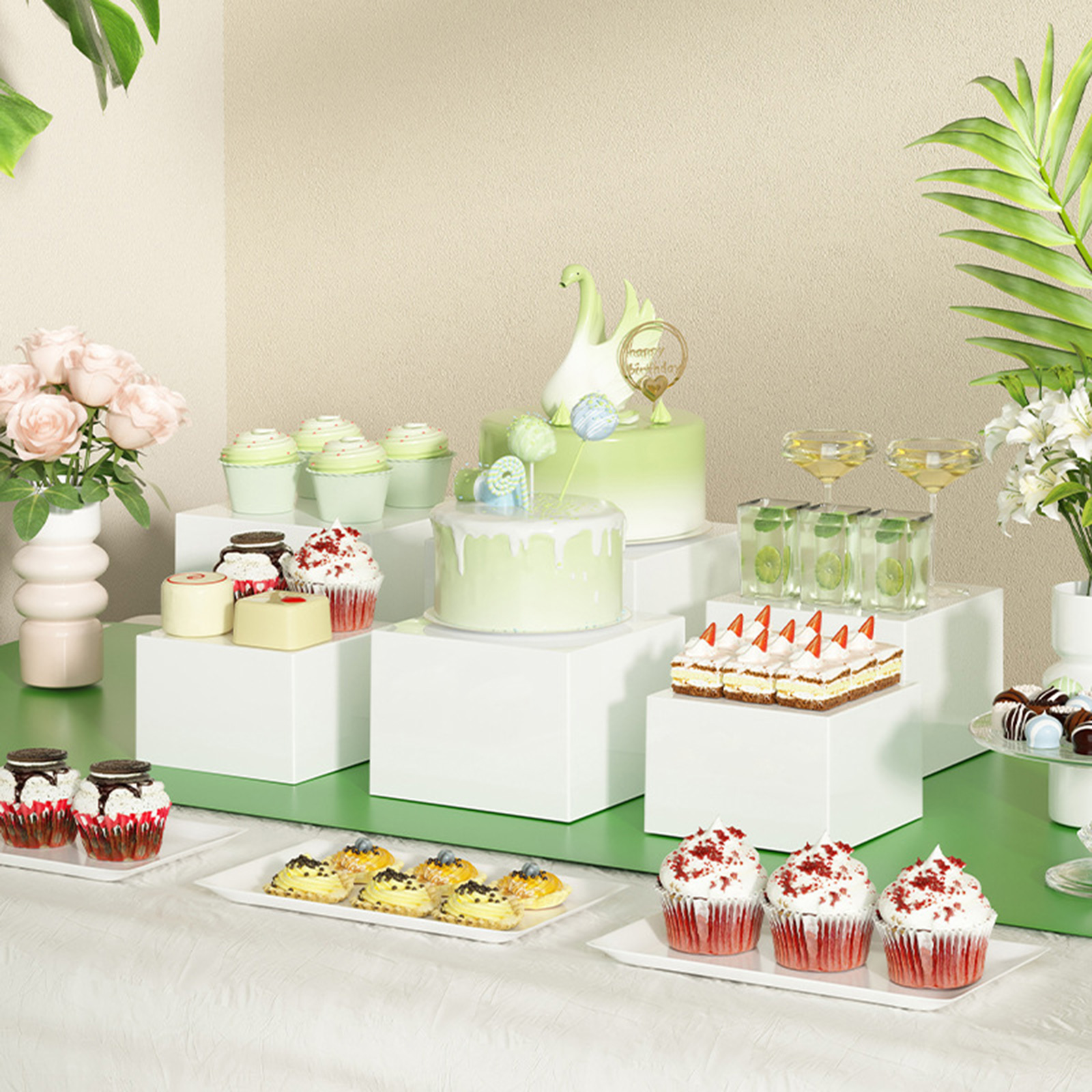 6x Acrylic Buffet Riser Desser - مراجعة Display Risers Set وسعره