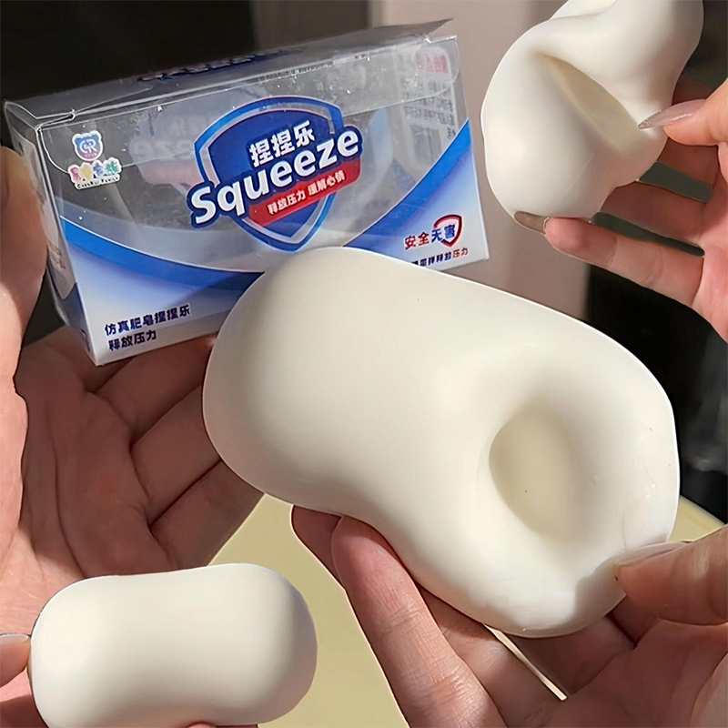Soft Fake White Soap Squishy S - مراجعة Fidget Cube Original وسعره