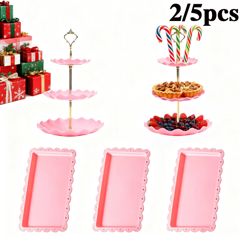 2/5pcs luxury pink cake rack d - مراجعة Display Risers Set وسعره