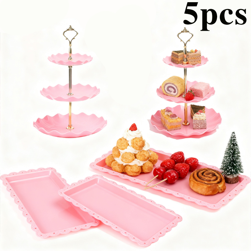 2/5pcs luxury pink cake rack d - مراجعة Display Risers Set وسعره
