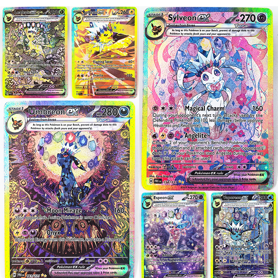 PTCG PRE Umbreon Eevee Sylveon - مراجعة Pokemon Binder Card وسعره