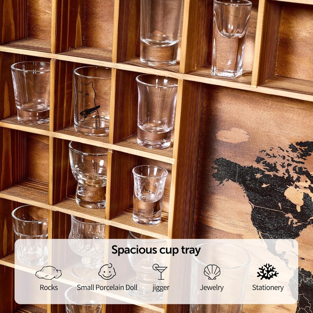 Large World Map Shot Glass Dis - مراجعة Display Case Acrylic وسعره